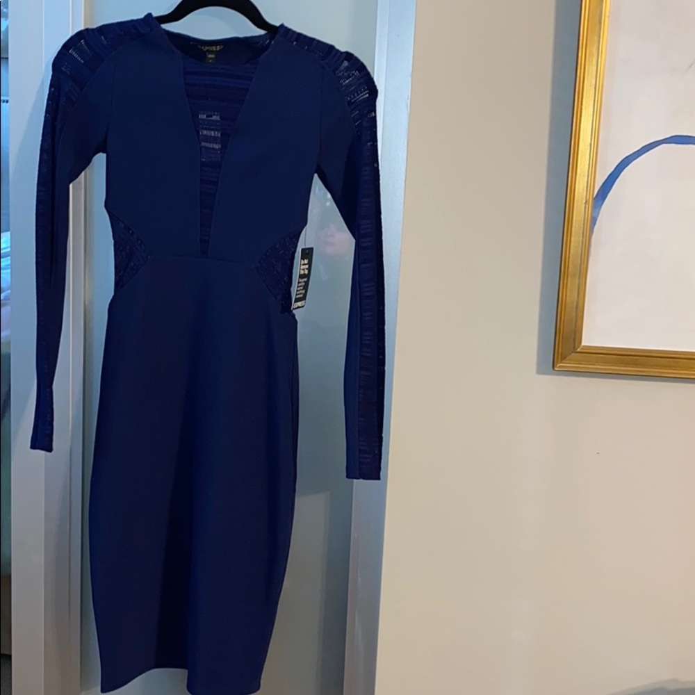 NWT. Express midi dress with see-through cutouts.
